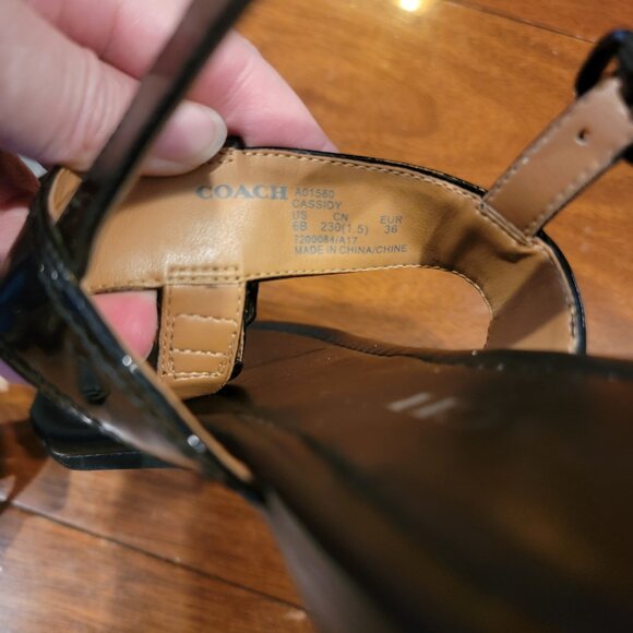 Coach Cassidy Black Leather Thong Sandals - Picture 8 of 13